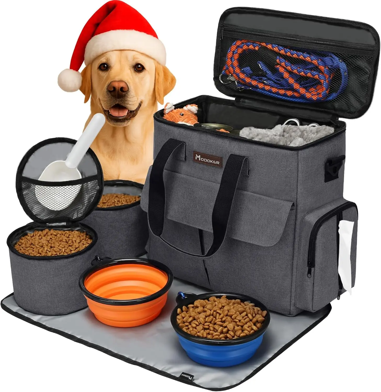 Airline Approved Pet Travel Bag, Dog & Cat Weekend Set with Organizer, Pockets, Food Containers & Collapsible Bowls (Dark Gray)
Airline Approved Pet Travel Bag, Dog & Cat Weekend Set with Organizer, Pockets, Food Containers & Collapsible Bowls (Dark Gray)