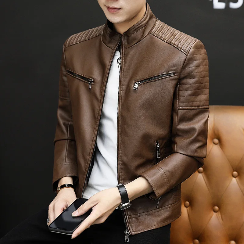 Slim Fit Trend Handsome Youth PU Leather Jacket Spring Stand Collar Casual Jacket Autumn Men's New Korean Version Leather Coat
Slim Fit Trend Handsome Youth PU Leather Jacket Spring Stand Collar Casual Jacket Autumn Men's New Korean Version Leather Coat