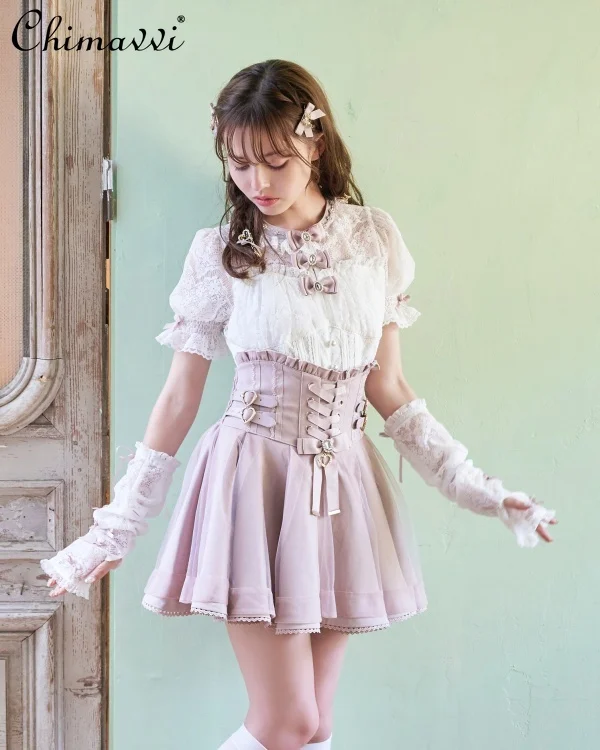 Japanese Mine Mass-Produced High Waist Slimming Mesh Belt Buckle Skirt Summer New Fashion Lolita Style Above Knee Skirts Women
Japanese Mine Mass-Produced High Waist Slimming Mesh Belt Buckle Skirt Summer New Fashion Lolita Style Above Knee Skirts Women