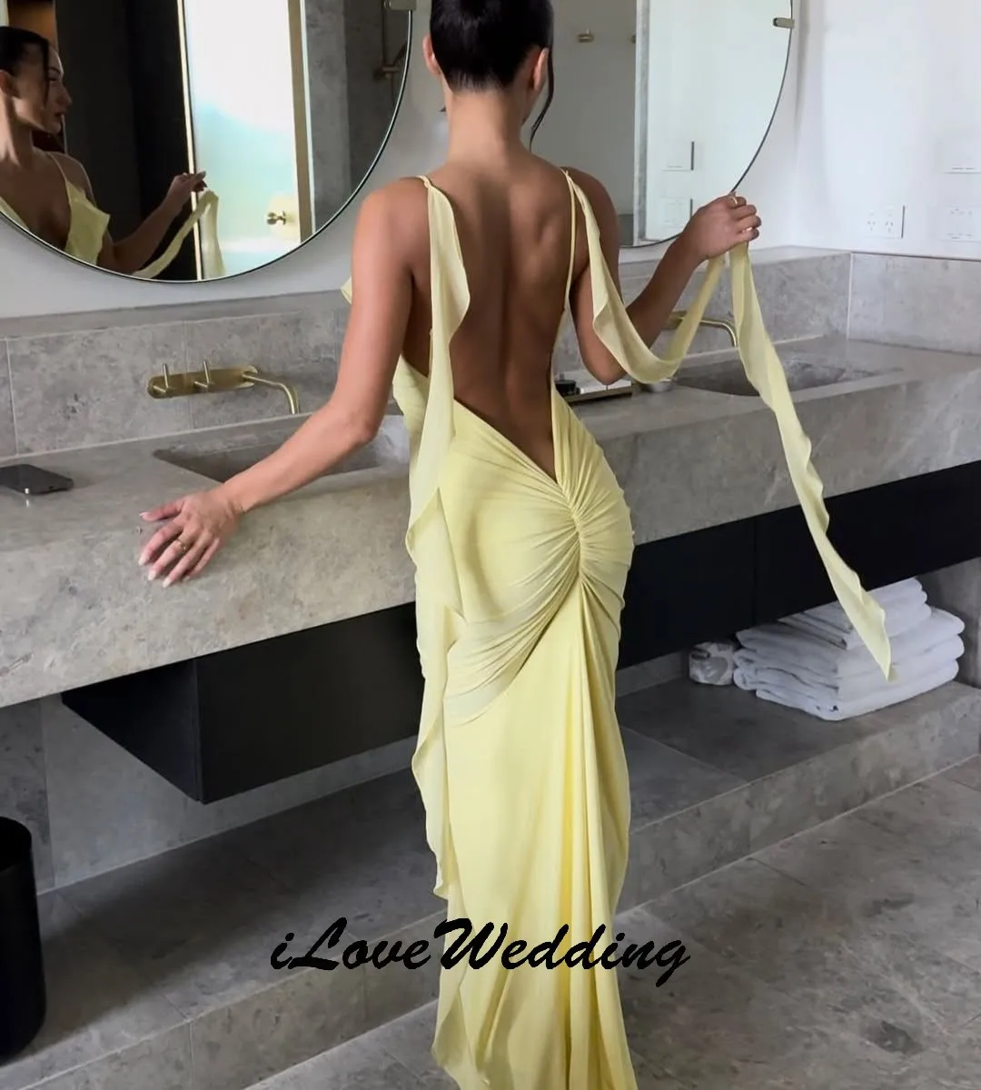 V-Neck Sexy Yellow Chiffon Prom Dress 2025 Mermaid Women Party Dress Sleeveless Ruffles Spaghetti Strap Evening Dress Customized
V-Neck Sexy Yellow Chiffon Prom Dress 2025 Mermaid Women Party Dress Sleeveless Ruffles Spaghetti Strap Evening Dress Customized
