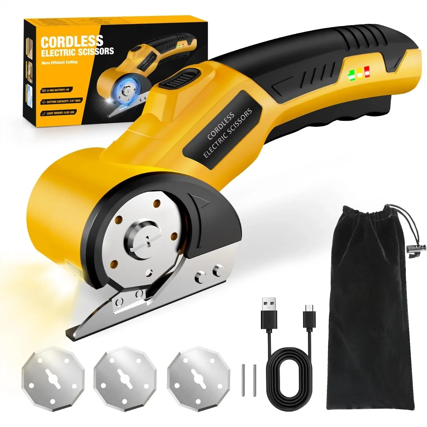 Cordless Electric Scissors 4V Rechargeable Cardboard Cutter With Safety Lock And LED Light For Box Carpet Plastic Fabric
Cordless Electric Scissors 4V Rechargeable Cardboard Cutter With Safety Lock And LED Light For Box Carpet Plastic Fabric