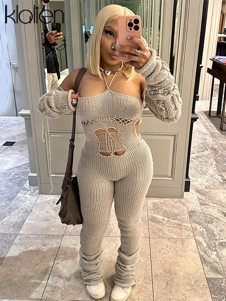 KLALIEN Sexy Knitted Backless Lace Up Jumpsuit Women Summer Long Sleeve Skinny One Piece Overalls Party Club Night Jumpsuits
KLALIEN Sexy Knitted Backless Lace Up Jumpsuit Women Summer Long Sleeve Skinny One Piece Overalls Party Club Night Jumpsuits