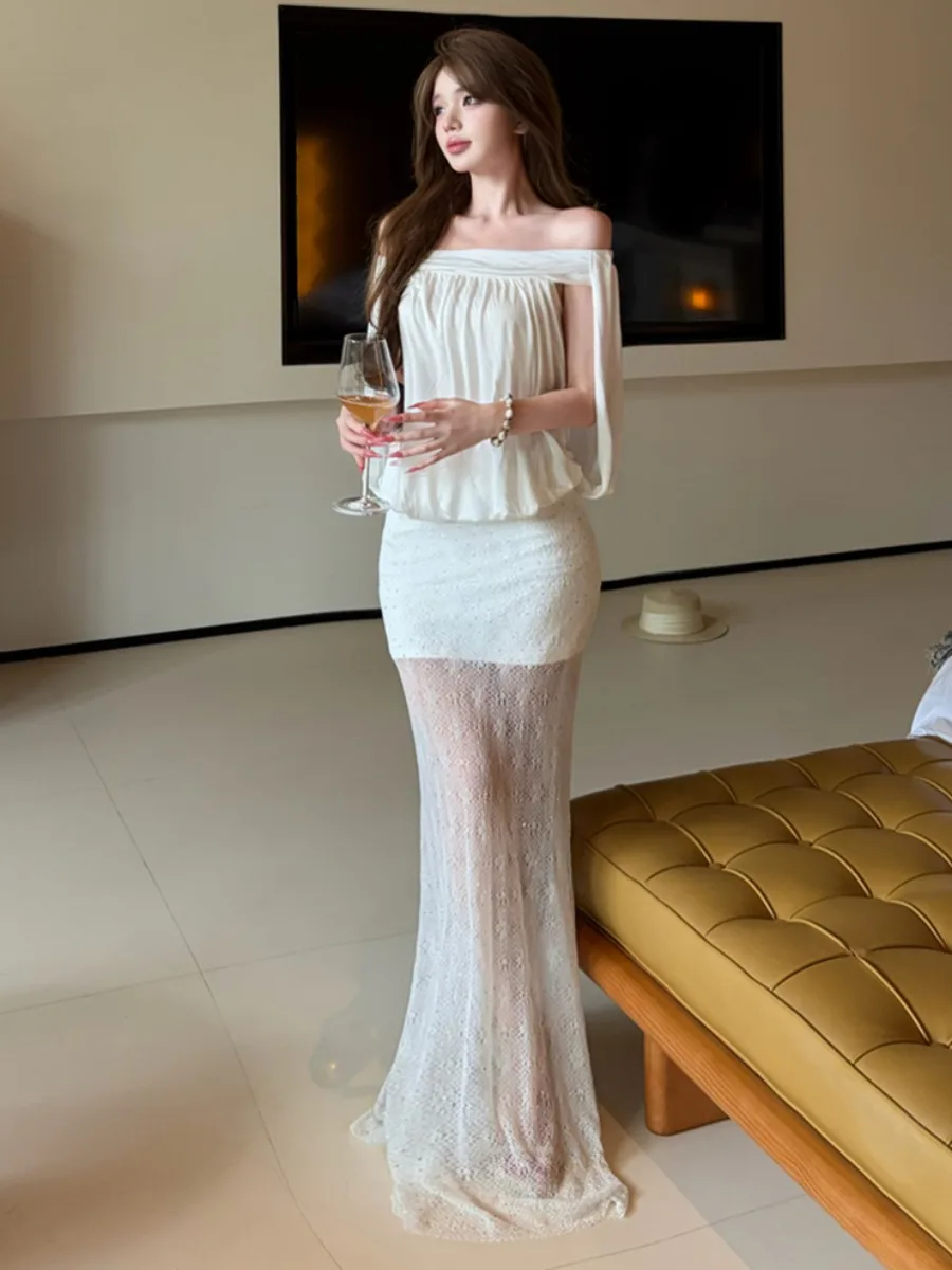 Summer Sexy Pure Desire Folded One Shoulder Top with Fish Tail Half Skirt And Long Wrap around Skirt Women's Fashion Set
Summer Sexy Pure Desire Folded One Shoulder Top with Fish Tail Half Skirt And Long Wrap around Skirt Women's Fashion Set
