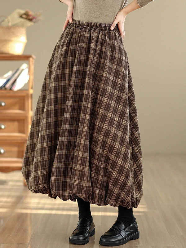 Retro Plaid Lantern Skirt High Waist Slim A-Line Midi Casual Skirt Women's Autumn Winter New Sle ket Design f-length
Retro Plaid Lantern Skirt High Waist Slim A-Line Midi Casual Skirt Women's Autumn Winter New Sle ket Design f-length