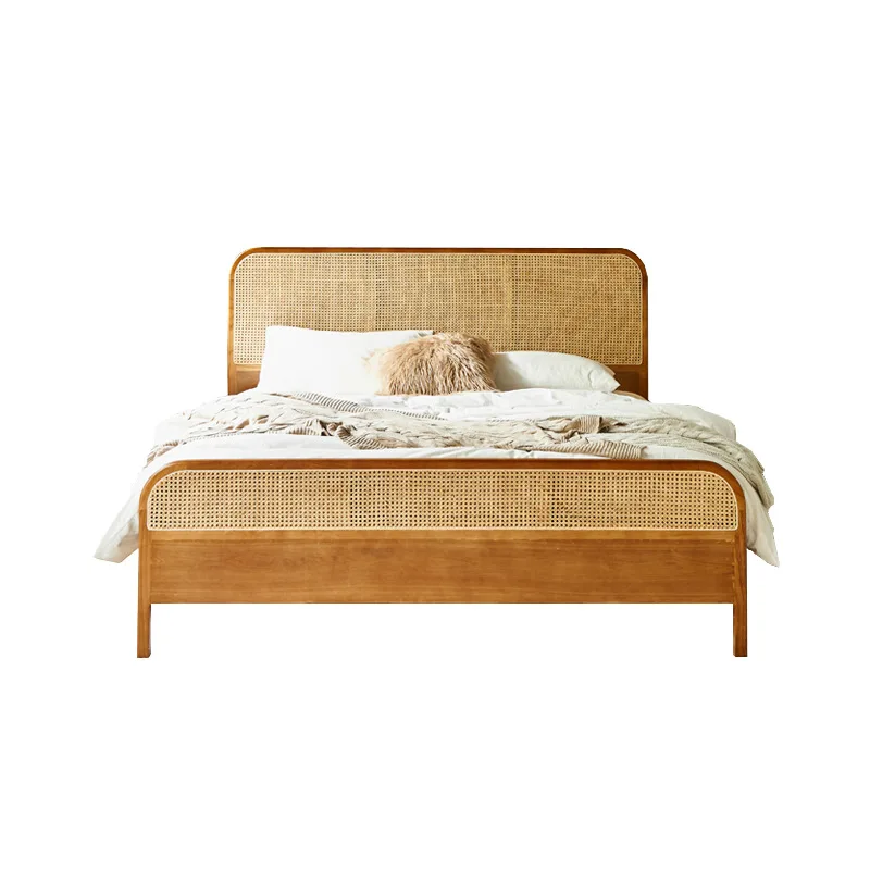 Japanese-style solid wood rattan bed modern simple ash wood double small apartment bedroom family bed master room 2 meters
Japanese-style solid wood rattan bed modern simple ash wood double small apartment bedroom family bed master room 2 meters