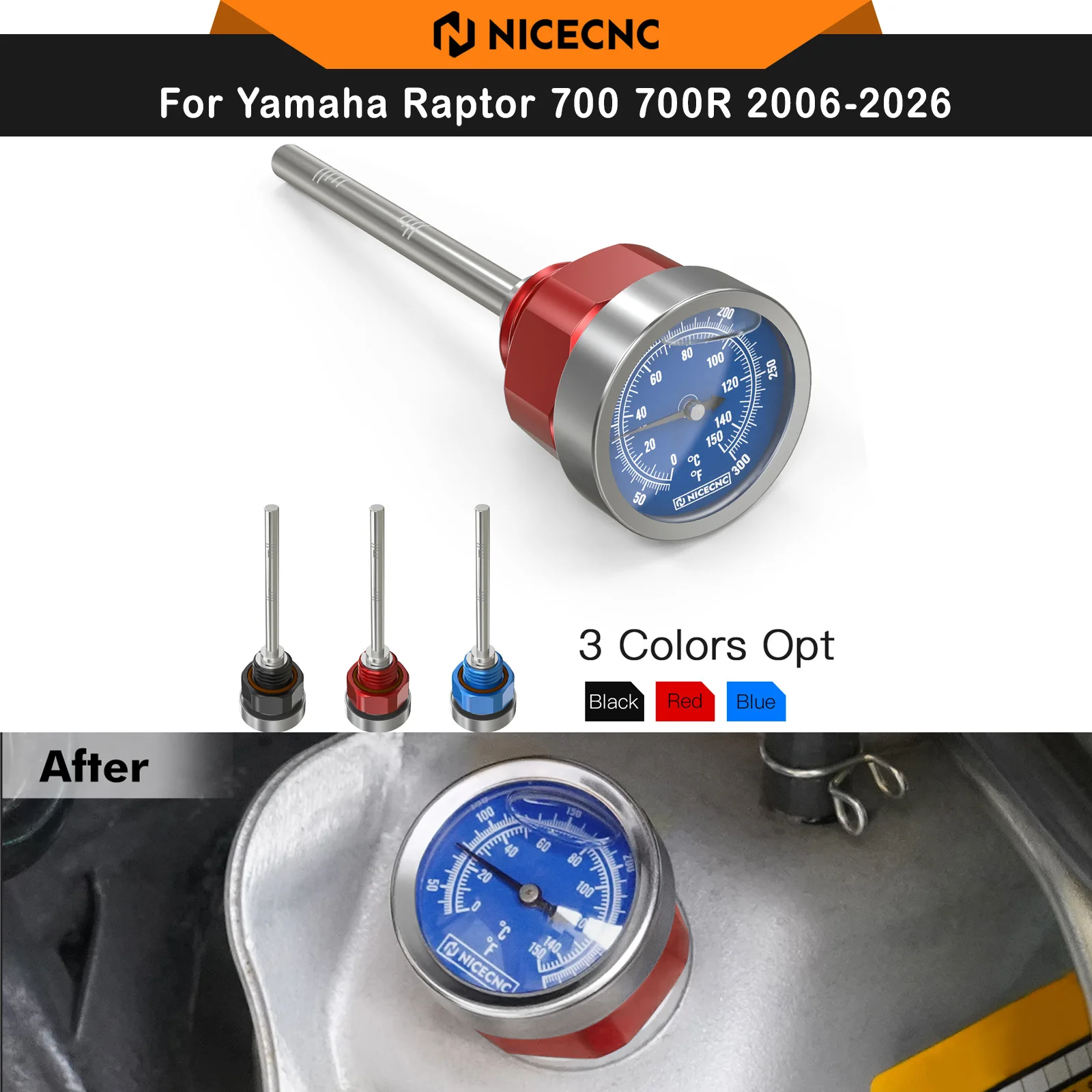 NICECNC Oil Dipstick w/ Temperature Gauge For Yamaha Raptor 700 700R 660R 2006-2024 YFZ450 2004-2013 5LP-21761-01-00 Aluminum
NICECNC Oil Dipstick w/ Temperature Gauge For Yamaha Raptor 700 700R 660R 2006-2024 YFZ450 2004-2013 5LP-21761-01-00 Aluminum