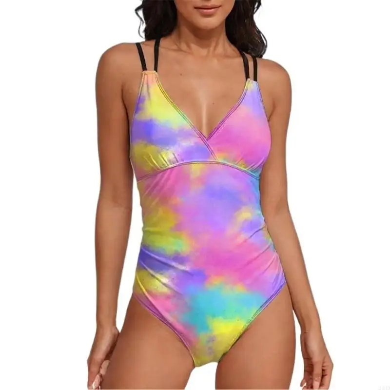 Women Piece Monokini Swimwears Ladies Colored Tie Dye Print Swimsuit V Neck Bathing Suit Monokini for Water Sport 24BD
Women Piece Monokini Swimwears Ladies Colored Tie Dye Print Swimsuit V Neck Bathing Suit Monokini for Water Sport 24BD