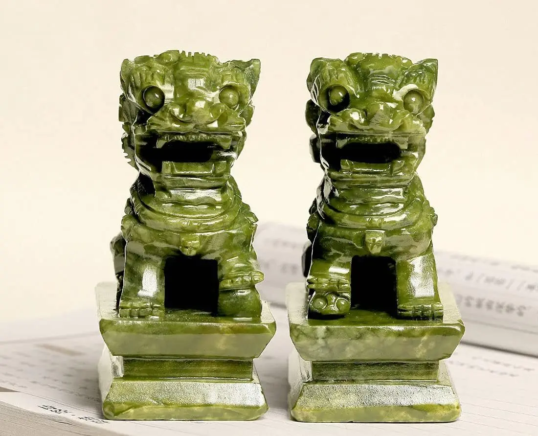 4.7" A Pair Natural Green Jade Carved Feng Shui Fu Foo Dog Guardion Door Lion
4.7" A Pair Natural Green Jade Carved Feng Shui Fu Foo Dog Guardion Door Lion