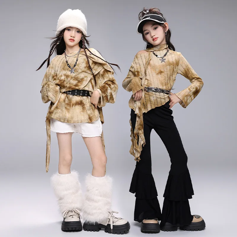 Kid Wasteland Hip Hop Clothing Khaki Asymmetric Hem T Shirt Black Flare Pants White Shorts for Girl Jazz Dance Costume Clothes
Kid Wasteland Hip Hop Clothing Khaki Asymmetric Hem T Shirt Black Flare Pants White Shorts for Girl Jazz Dance Costume Clothes