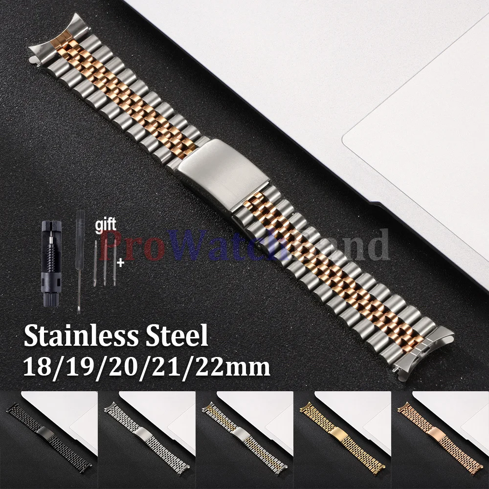 for Jubilee for Rolex DATEJUST Strap 18/19/20/21/22mm Curved End Stainless Steel Watch Band Luxury Gold Metal Bracelets Men Belt
for Jubilee for Rolex DATEJUST Strap 18/19/20/21/22mm Curved End Stainless Steel Watch Band Luxury Gold Metal Bracelets Men Belt