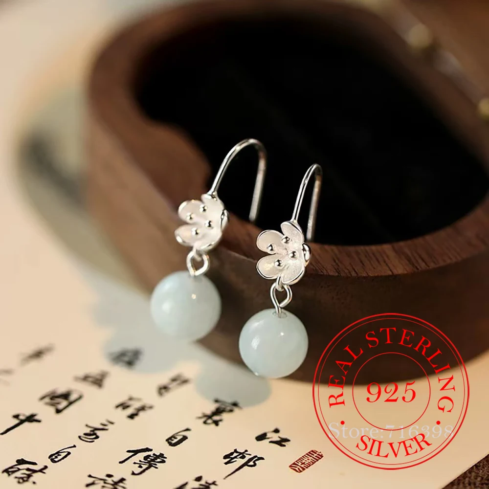 925 Sterling Silver Jewelry Luxury Natural Jade Beads Ball Flower Drop Earrings for Women Wedding Party Jewelry Girl Friend Gift
925 Sterling Silver Jewelry Luxury Natural Jade Beads Ball Flower Drop Earrings for Women Wedding Party Jewelry Girl Friend Gift