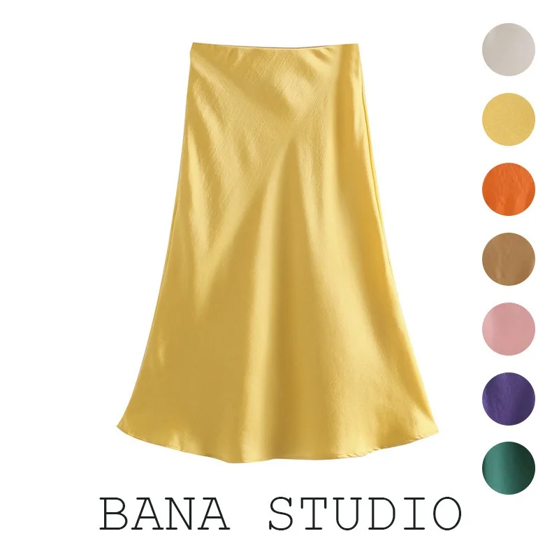 BANA High Waist Long Skirt Thin Satin like Acetate Bead Candy Color Street Style a Line Pure Color Zipper Splice Silhouette
BANA High Waist Long Skirt Thin Satin like Acetate Bead Candy Color Street Style a Line Pure Color Zipper Splice Silhouette