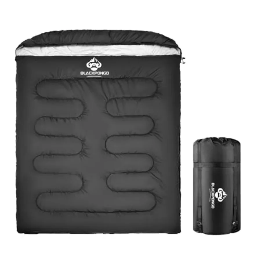 All-season double sleeping bag for adults, XL queen size, two-person use, polyester shell, black color, thermal insulation and
All-season double sleeping bag for adults, XL queen size, two-person use, polyester shell, black color, thermal insulation and