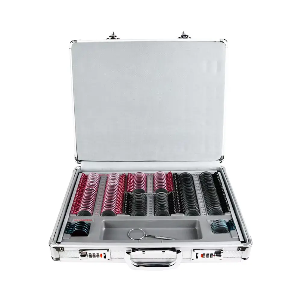 Optics Instrument Metal Rim Trial Lens Set Optometry Equipment Eye Testing Trial Lens Set Metal Rims 158 Trial Lens Kit Eye Exam