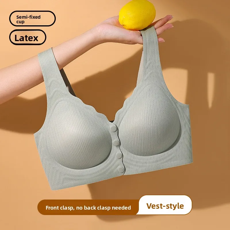 Wireless Latex Bra Fixed Cup Vest Style Thin Comfortable Soft Support Anti-Sagging Underwear for Women Front Closure Sexy Style
Wireless Latex Bra Fixed Cup Vest Style Thin Comfortable Soft Support Anti-Sagging Underwear for Women Front Closure Sexy Style