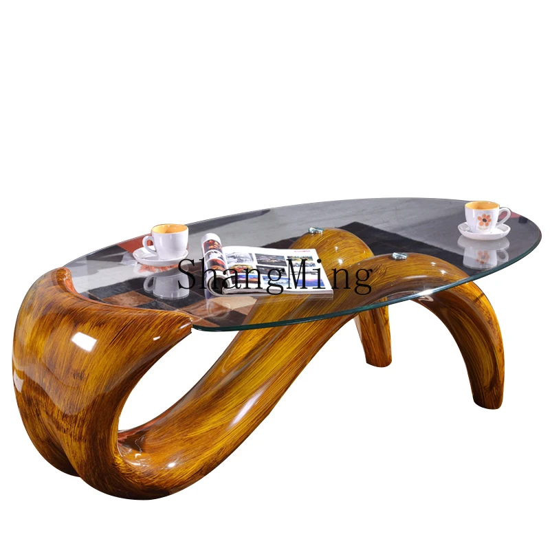 ZYH creative personalized wood grain color glass coffee table oval small apartment coffee table
ZYH creative personalized wood grain color glass coffee table oval small apartment coffee table