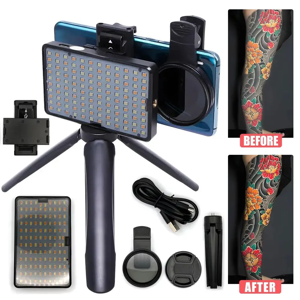 Tattoo Fill Light Reduce Reflected Light Of Tattoos with 52mm Polarizing CPL Filter 120 LED Beads Compatible any Phone
Tattoo Fill Light Reduce Reflected Light Of Tattoos with 52mm Polarizing CPL Filter 120 LED Beads Compatible any Phone