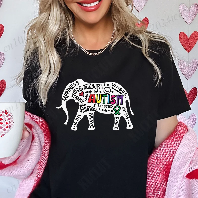 Short Sleeve Female Clothing Autism Awareness Short Sleeve Tees Shirt Women Summer T-Shirt Fashion Autism Elephant Graphic Tops
Short Sleeve Female Clothing Autism Awareness Short Sleeve Tees Shirt Women Summer T-Shirt Fashion Autism Elephant Graphic Tops