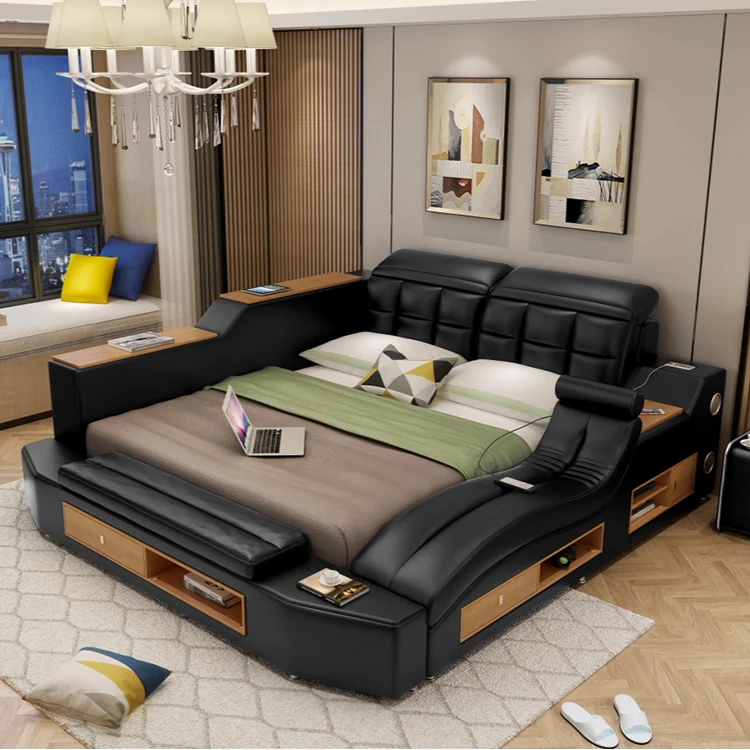 For Modern Bedroom Storage Leather Tatami Bed Multifunction Massage Tatami Bed Smart Bed With Bedside Computer Desk
For Modern Bedroom Storage Leather Tatami Bed Multifunction Massage Tatami Bed Smart Bed With Bedside Computer Desk