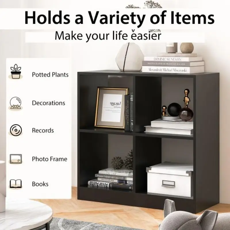 4-Cube Bookcase with Open Shelves-Black
4-Cube Bookcase with Open Shelves-Black