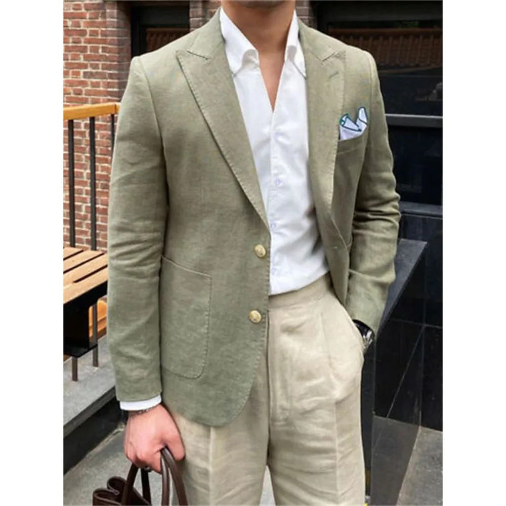 Fashion Chic Suits for Men Single Breasted 2 Piece Green Jacket Beige Pants Male Clothing Slim Fit Business Gentleman Blazer Set
Fashion Chic Suits for Men Single Breasted 2 Piece Green Jacket Beige Pants Male Clothing Slim Fit Business Gentleman Blazer Set