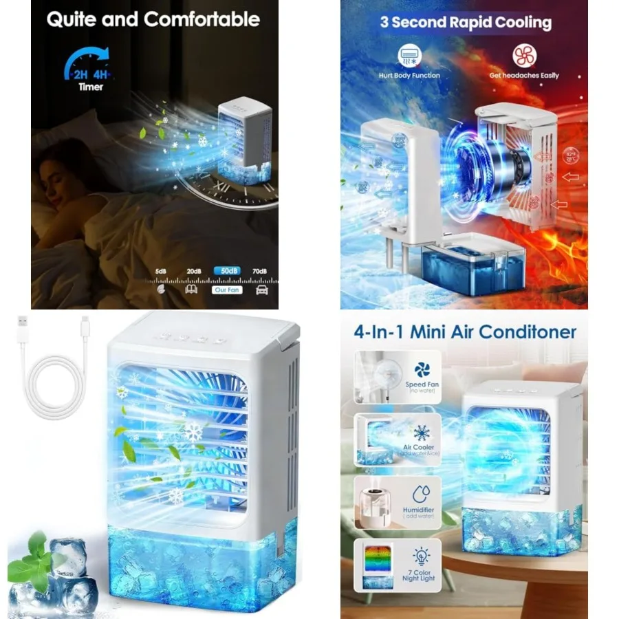 Mini Air Conditioner Small Portable AC Unit Portable Air Conditioners with 1500ml spray/hour 3 Speed Wind and 7 Colorful LED Li
Mini Air Conditioner Small Portable AC Unit Portable Air Conditioners with 1500ml spray/hour 3 Speed Wind and 7 Colorful LED Li