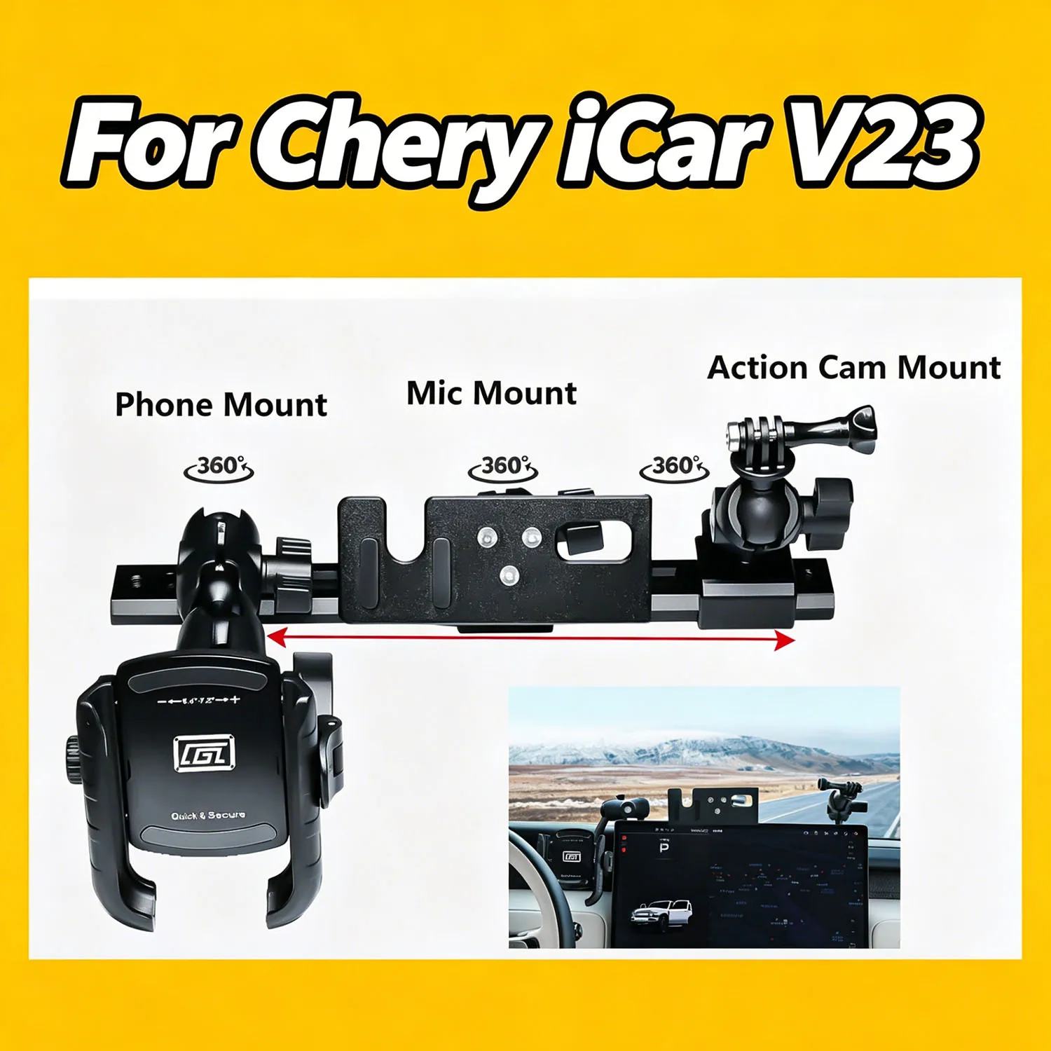 for Chery iCar V23 2024 2025 Mobile Phone Holder GPS Navigation Walkie-talkie Radio Bracket Offroad Device Dash Mount Aluminium
for Chery iCar V23 2024 2025 Mobile Phone Holder GPS Navigation Walkie-talkie Radio Bracket Offroad Device Dash Mount Aluminium