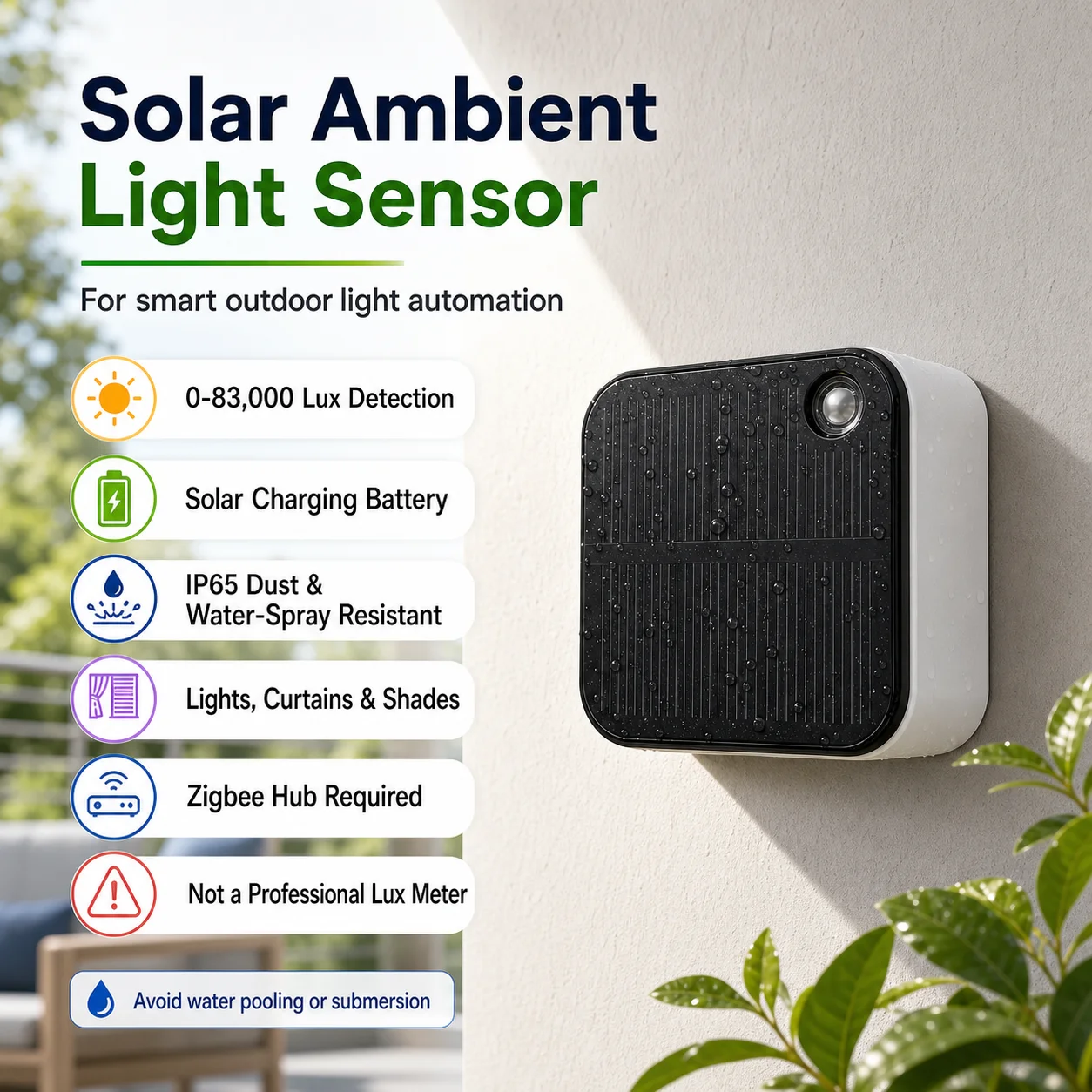 Tuya Zigbee Solar Ambient Light Sensor 0-83,000 Lux Detection IP65 Home Automation for Lgiht Curtains Home Assistnat Zigbee2mqtt
Tuya Zigbee Solar Ambient Light Sensor 0-83,000 Lux Detection IP65 Home Automation for Lgiht Curtains Home Assistnat Zigbee2mqtt