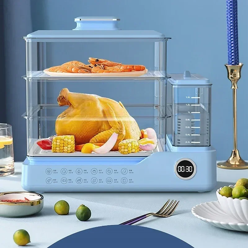 Household multi-function three-layer large-capacity steamer External water tank steamer automatic steam cooker
Household multi-function three-layer large-capacity steamer External water tank steamer automatic steam cooker