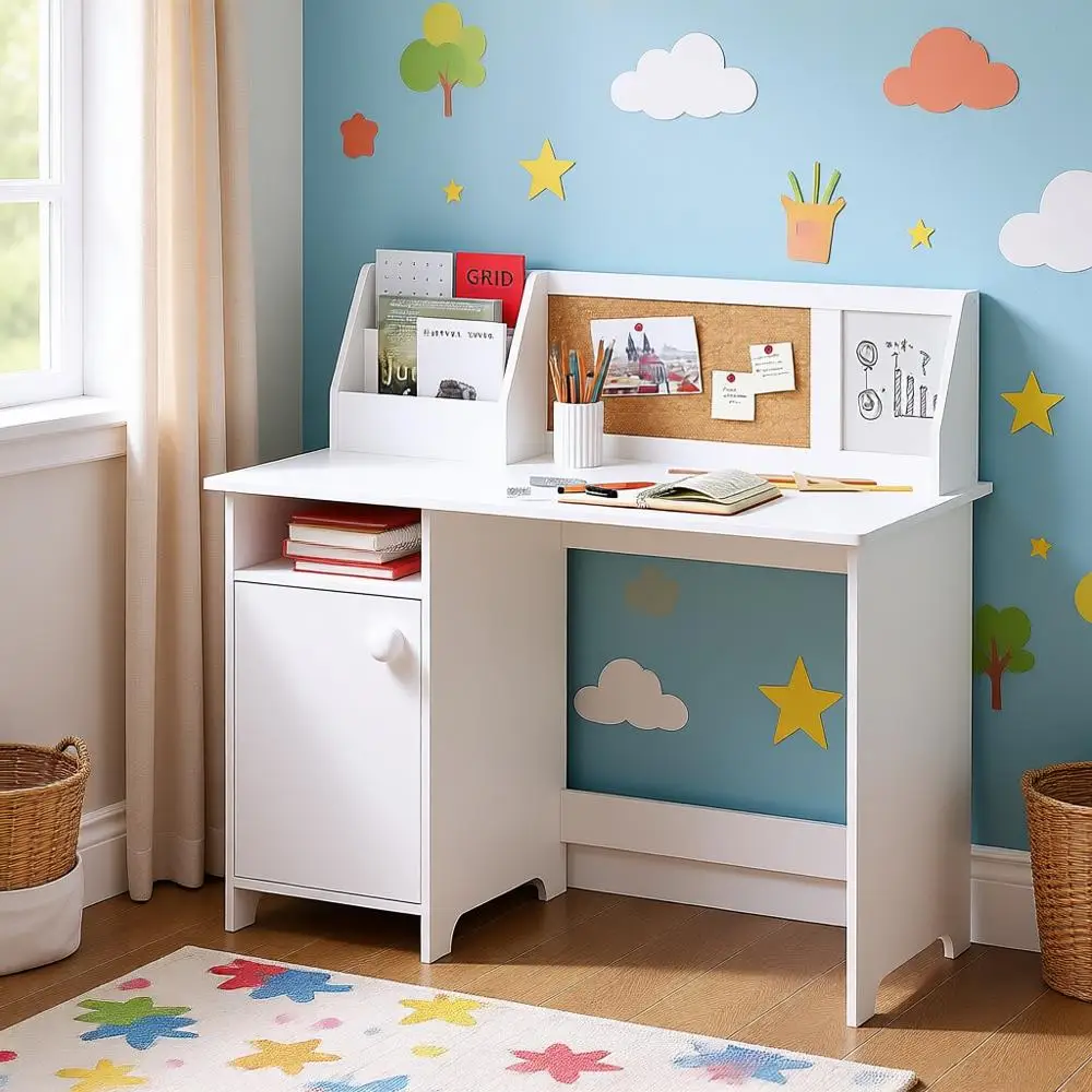 Белый деревянный письменный стол с ящиками и навесной полкой для детей, подходит для возраста 3-8 лет, компьютерная рабочая станция для школьников
Белый деревянный письменный стол с ящиками и навесной полкой для детей, подходит для возраста 3-8 лет, компьютерная рабочая станция для школьников