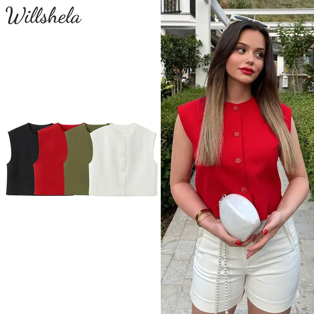 Willshela Women Fashion Solid Vest Tops O-Neck Sleeveless Female Chic Lady Basic Vintage Tank Waistcoat
Willshela Women Fashion Solid Vest Tops O-Neck Sleeveless Female Chic Lady Basic Vintage Tank Waistcoat