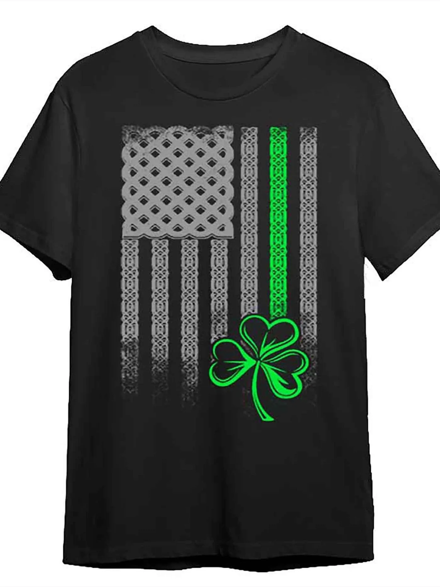 Men's Limited Edition Irish Green Line Graphic T-Shirt - Casual Black Cotton Tee with Clover and American Flag Design
Men's Limited Edition Irish Green Line Graphic T-Shirt - Casual Black Cotton Tee with Clover and American Flag Design