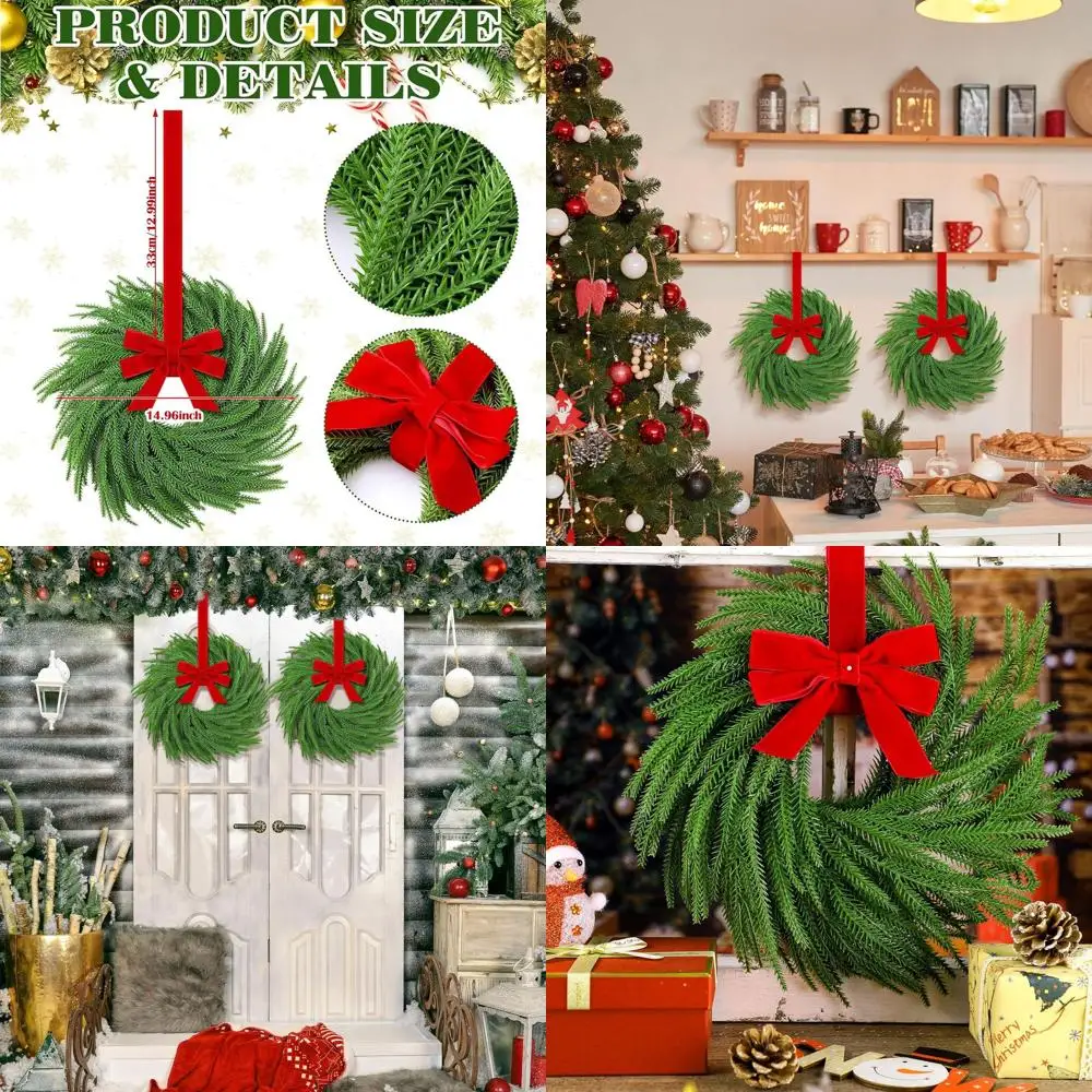 Set of 12 Mini Christmas Wreaths for Home Decor with Red Bows and Pine Cones
Set of 12 Mini Christmas Wreaths for Home Decor with Red Bows and Pine Cones