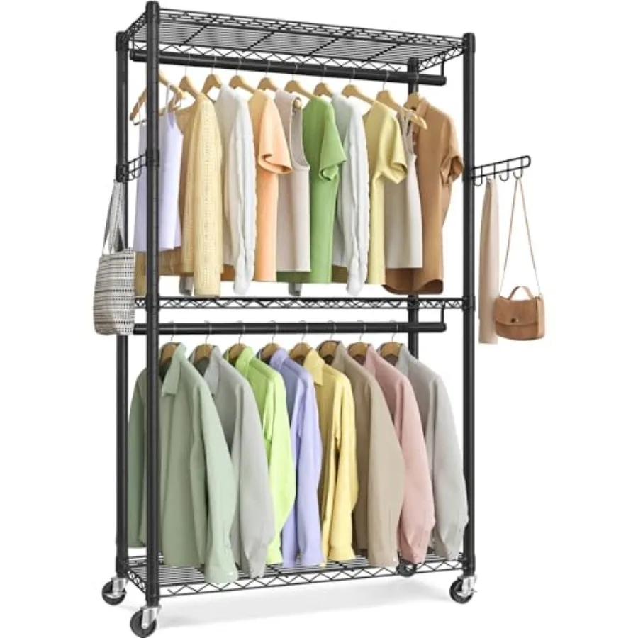 Heavy-Duty Rolling Clothes Rack Garment Rack Portable Closet 35.4-Inch Wide Clothing Rack on Wheels with Adjustable Mesh Shelve
Heavy-Duty Rolling Clothes Rack Garment Rack Portable Closet 35.4-Inch Wide Clothing Rack on Wheels with Adjustable Mesh Shelve