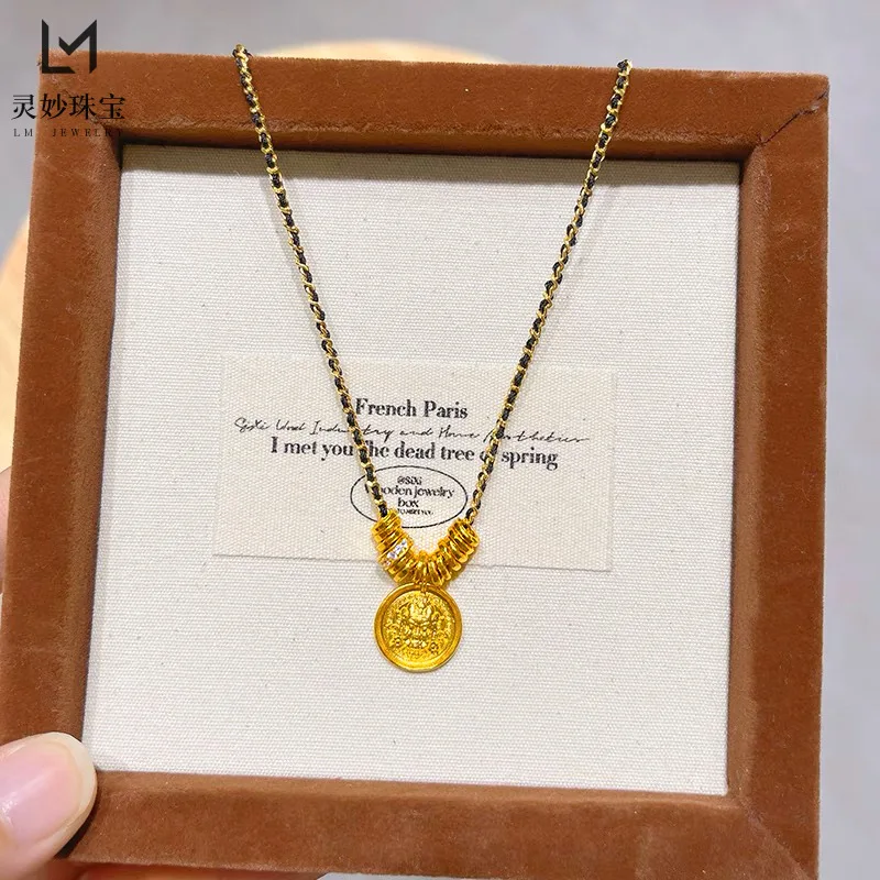 Luxury 9999 24K real gold ancient method engraved Cuban yellow God of Wealth Disk and Pendant Necklace for women
Luxury 9999 24K real gold ancient method engraved Cuban yellow God of Wealth Disk and Pendant Necklace for women