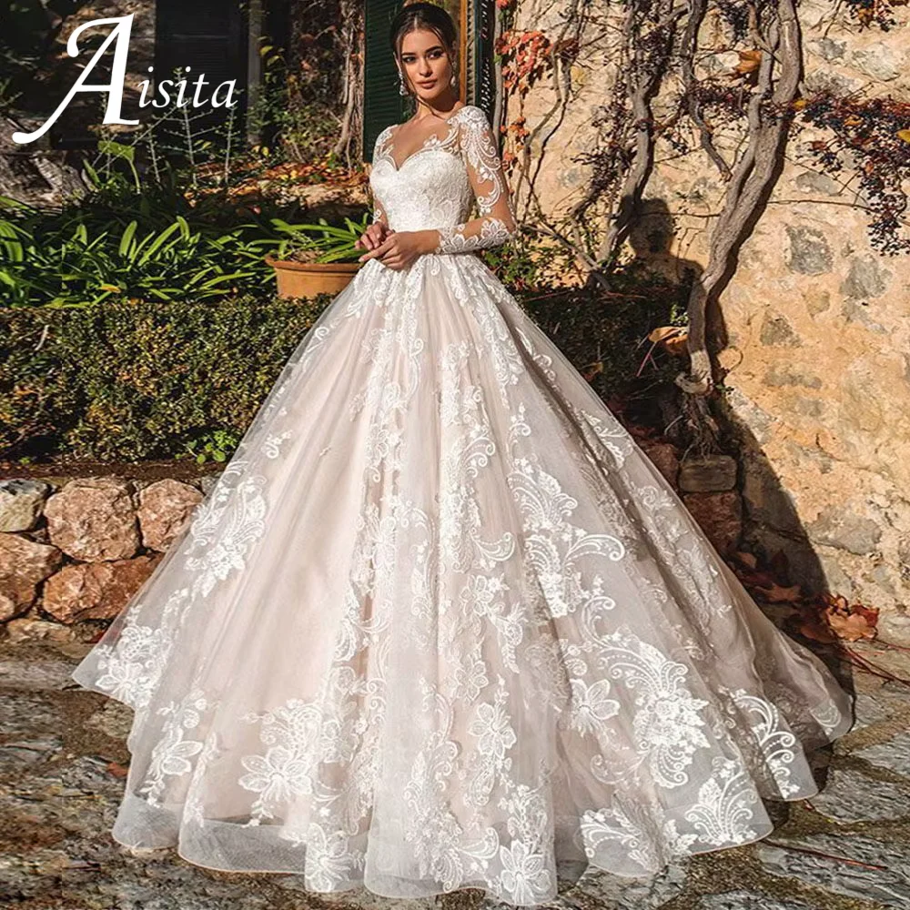 Luxury Ball Gown Vestidos De Novia Appliques Vestido De Noiva Long Sleeve Bride Dress Vintage Princess Bridal Gown Customized
Luxury Ball Gown Vestidos De Novia Appliques Vestido De Noiva Long Sleeve Bride Dress Vintage Princess Bridal Gown Customized