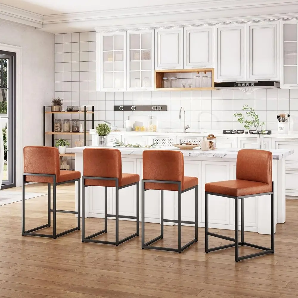 Set of 4 Counter Height PU Leather Barstools with Back, 24 Kitchen Island Chairs
Set of 4 Counter Height PU Leather Barstools with Back, 24 Kitchen Island Chairs