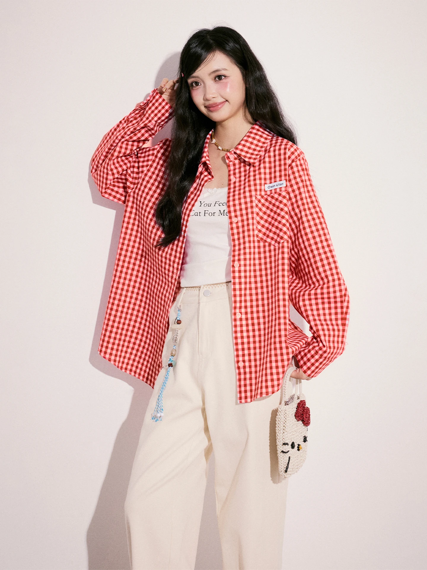Loose Long Sve irt Women's Autumn Letter Plaid Loose irt Cr Kitten Pomeanate Jelly Red id Long Sve irt for...
Loose Long Sve irt Women's Autumn Letter Plaid Loose irt Cr Kitten Pomeanate Jelly Red id Long Sve irt for...