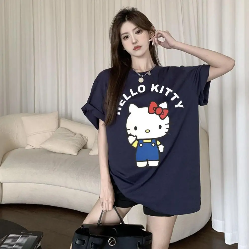 Женская футболка в стиле аниме «Hello Kitty», летняя хлопковая футболка с героями мультфильмов, американский стиль, с коротким рукавом, Kawaii, для девочек, студенческие трендовые свободные топы для отдыха
Женская футболка в стиле аниме «Hello Kitty», летняя хлопковая футболка с героями мультфильмов, американский стиль, с коротким рукавом, Kawaii, для девочек, студенческие трендовые свободные топы для отдыха