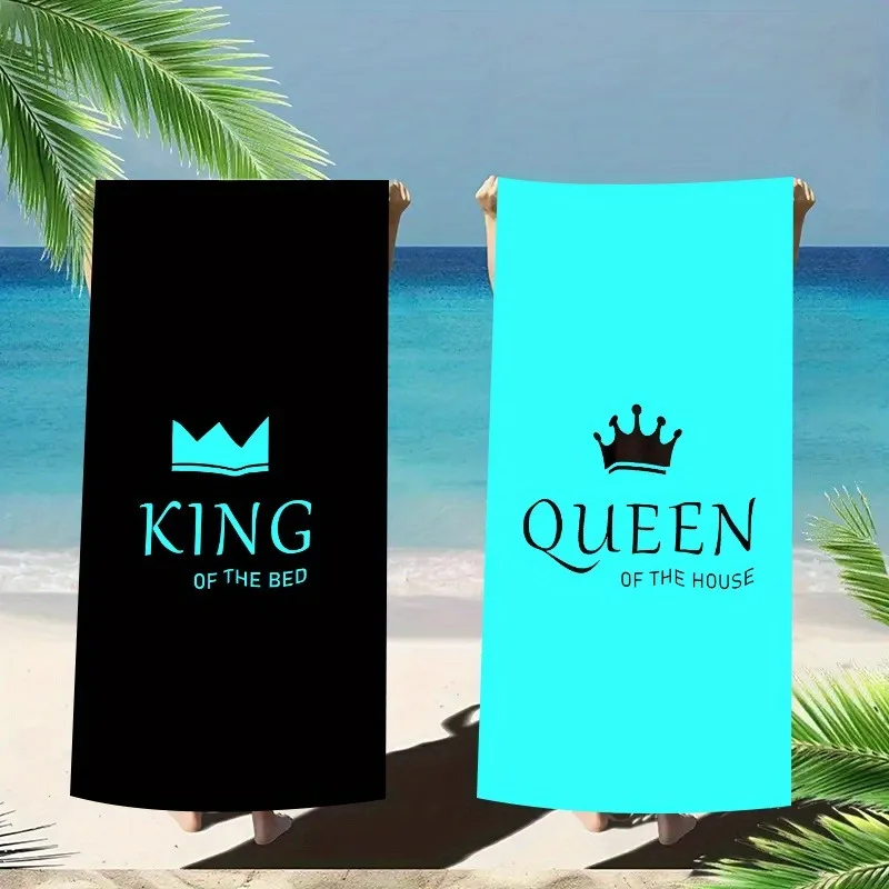 2pcs Optional Couple Set "King & Queen of the Beach" Printed Towel, Made with Microfiber Material Quick-Dry and Soft Touch
2pcs Optional Couple Set "King & Queen of the Beach" Printed Towel, Made with Microfiber Material Quick-Dry and Soft Touch