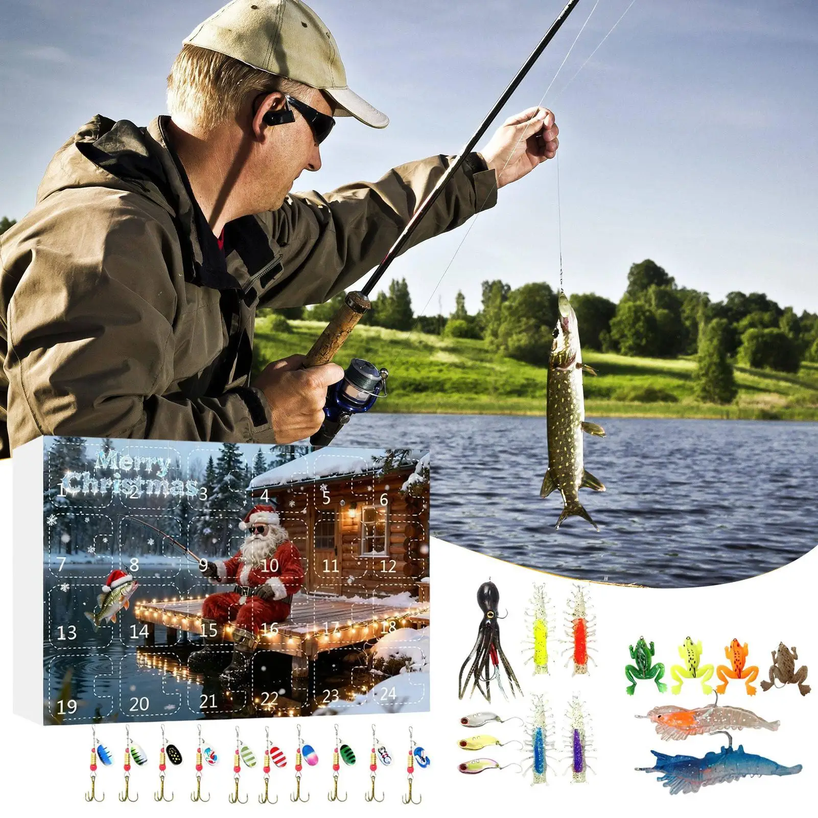 Christmas Fish Lure Countdown Calendar 24-Day Angling Gears Countdown Calendar Fishing Lures For Fisherman Friends Men Teens
Christmas Fish Lure Countdown Calendar 24-Day Angling Gears Countdown Calendar Fishing Lures For Fisherman Friends Men Teens