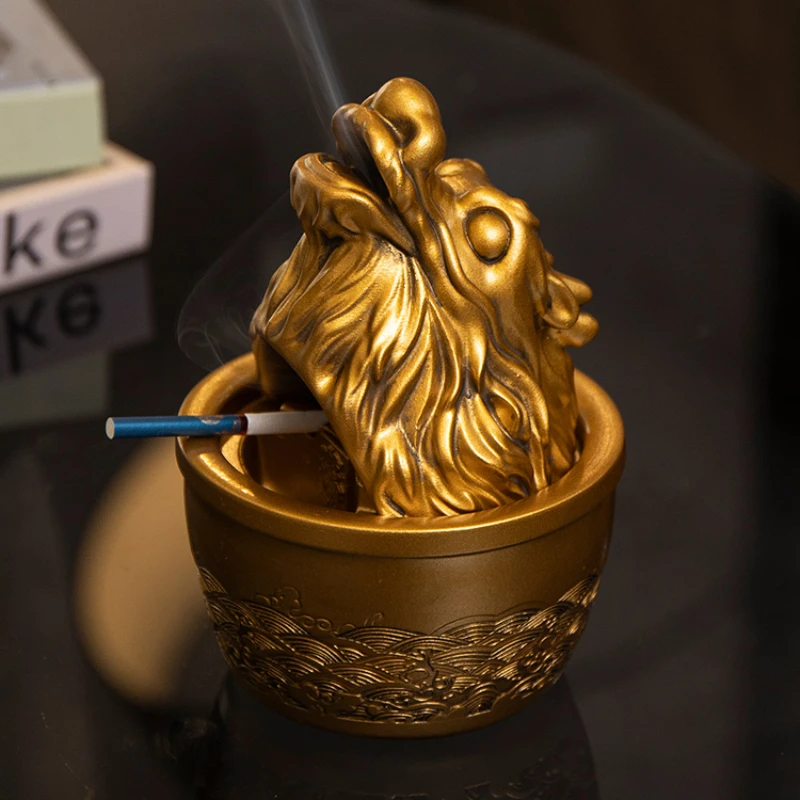 Windproof High-end Ashtray with Cover Light, Luxury Creative Personality Trend, Living Room, Office, Home, Dragon Heads Resin
Windproof High-end Ashtray with Cover Light, Luxury Creative Personality Trend, Living Room, Office, Home, Dragon Heads Resin