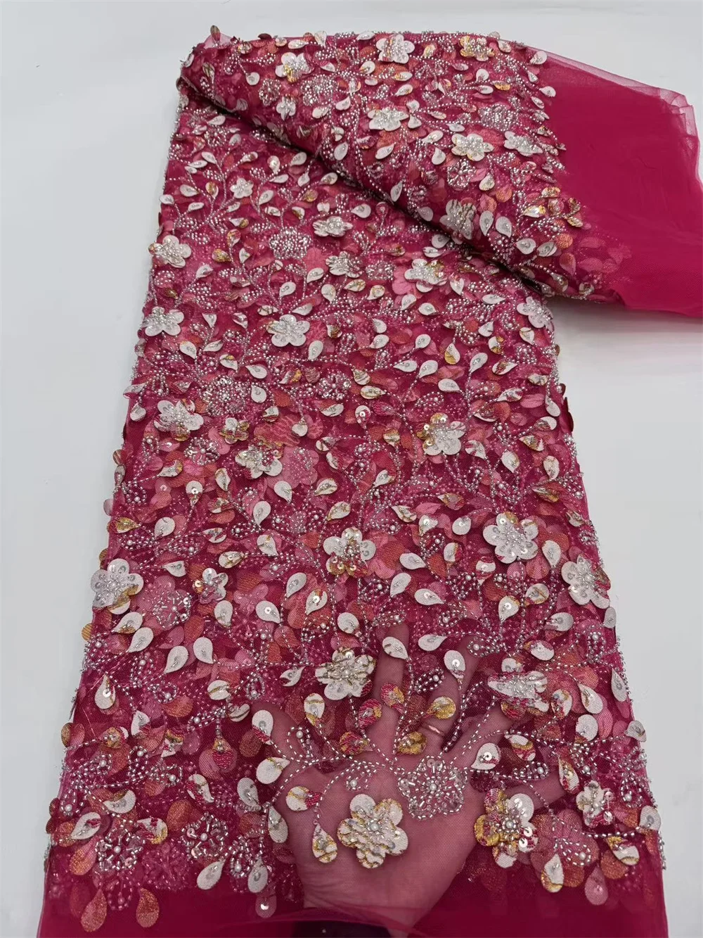 High Quality Lace Fabrics 2025 5Yards Fashion Luxury Red Net Handmade Beads Lace Fabric With Sequins For Eveining Dress 5 W581-1
High Quality Lace Fabrics 2025 5Yards Fashion Luxury Red Net Handmade Beads Lace Fabric With Sequins For Eveining Dress 5 W581-1