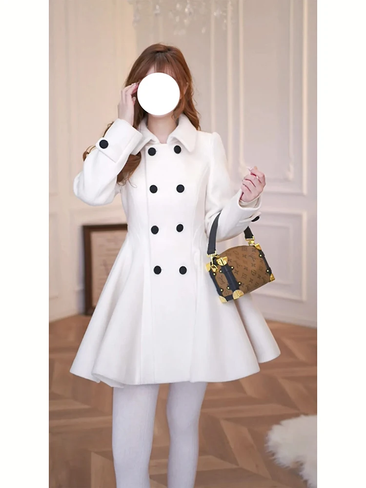 Ele Women's Woolen Coat Slimming Waist Design Korean Sle Long Sve Stand Collar Regular Thin Winter Outerwear
Ele Women's Woolen Coat Slimming Waist Design Korean Sle Long Sve Stand Collar Regular Thin Winter Outerwear