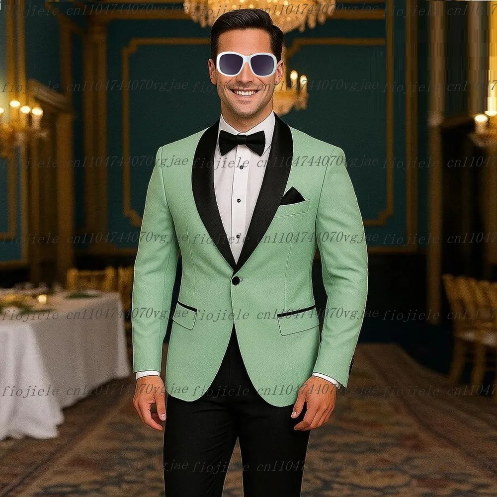 New Black And Mint Green Men Suit Formal Wedding Party Groom Groomsman Prom Male Tuxedos Customize 2 Piece Set Jacket Pants
New Black And Mint Green Men Suit Formal Wedding Party Groom Groomsman Prom Male Tuxedos Customize 2 Piece Set Jacket Pants