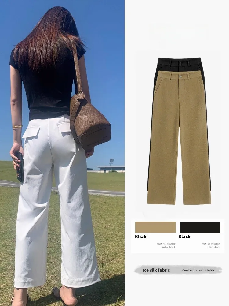 High Waist Wide Leg Suit Pants Women's Summer New Style Loose Drapey Straight Cut Casual Nine Point Pants Korean Style Commute
High Waist Wide Leg Suit Pants Women's Summer New Style Loose Drapey Straight Cut Casual Nine Point Pants Korean Style Commute
