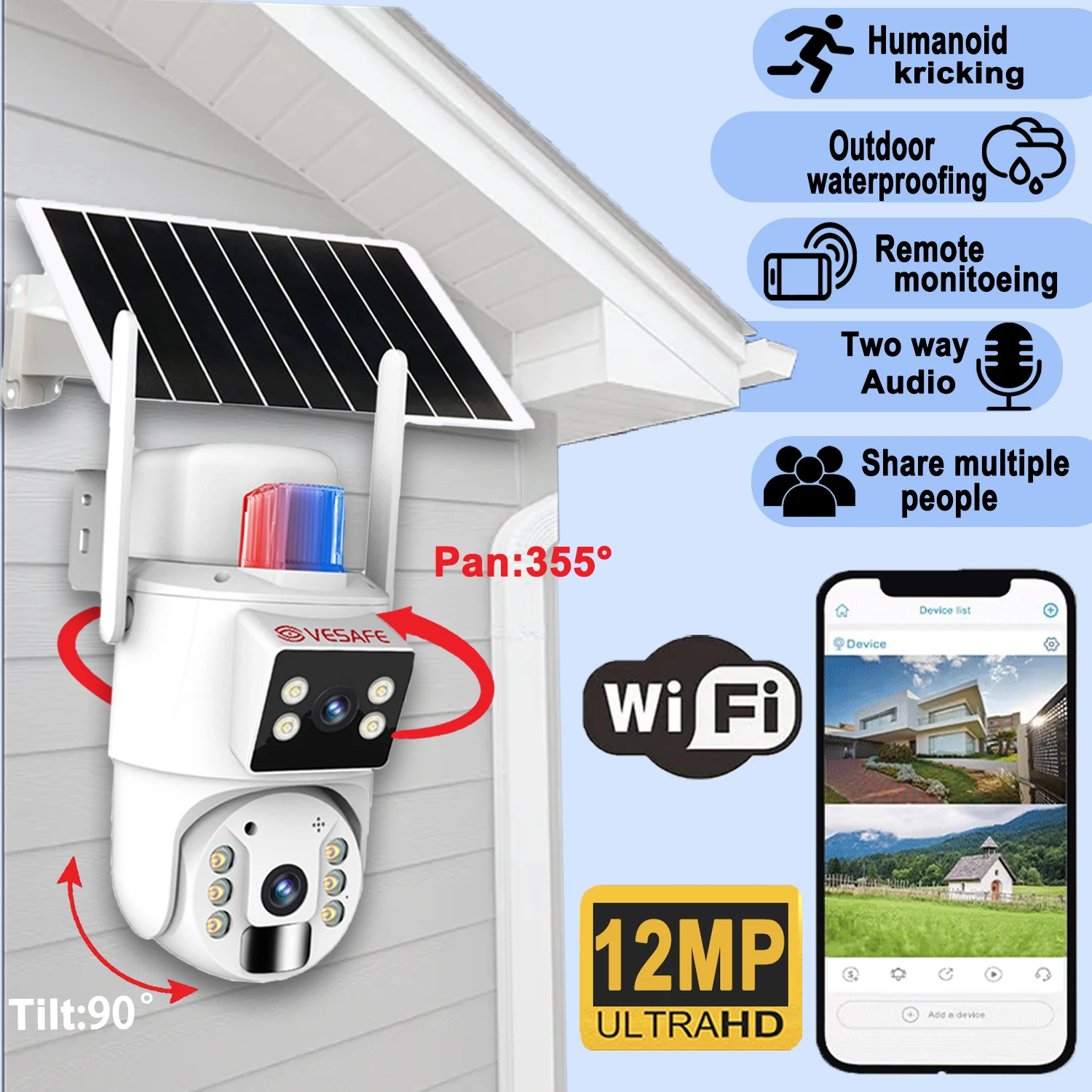 12MP WIFI IP Camera Three Lens & Dual Screen With 8X Zoom PTZ Camera Ai Auto Tracking Security Video Surveillance Camera
12MP WIFI IP Camera Three Lens & Dual Screen With 8X Zoom PTZ Camera Ai Auto Tracking Security Video Surveillance Camera