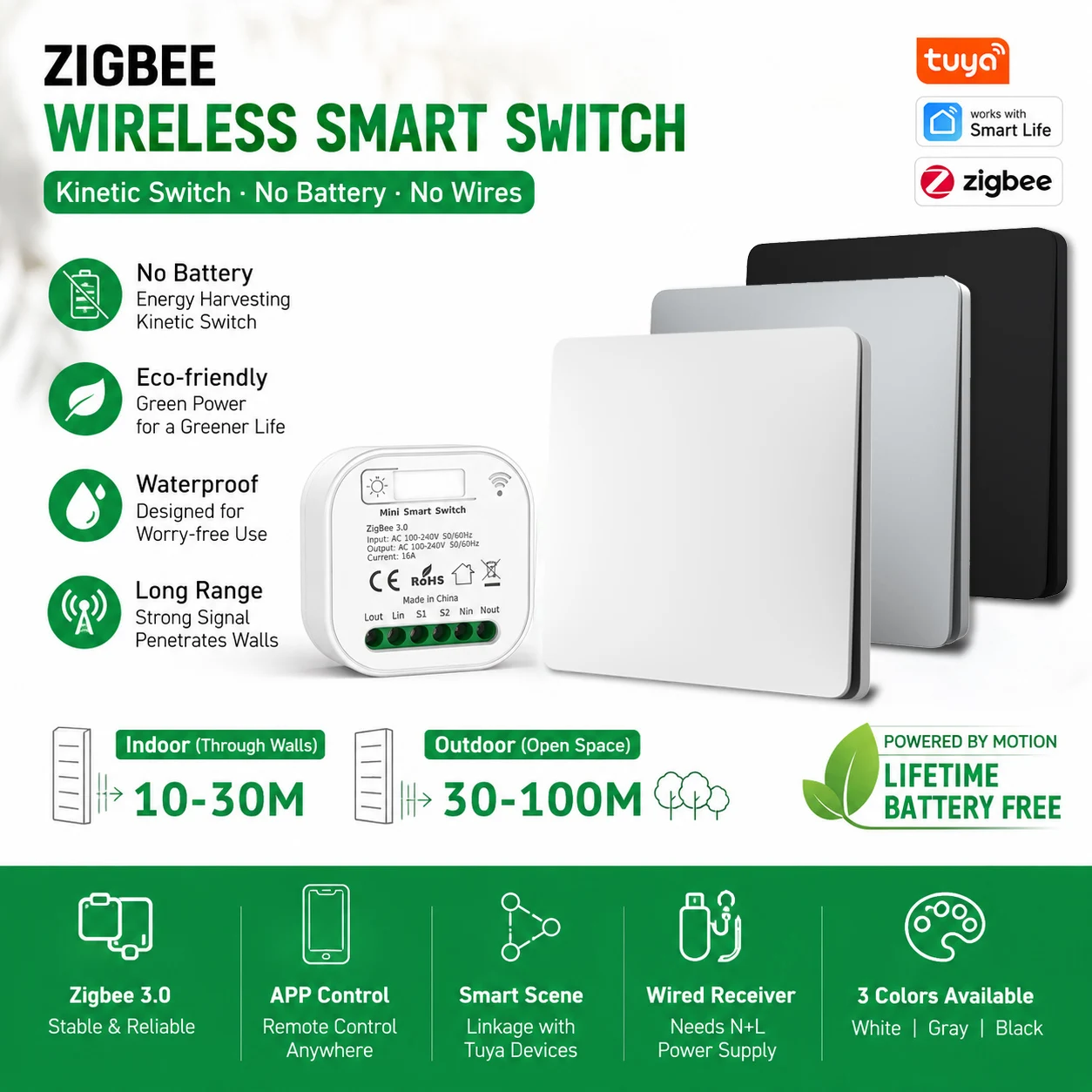Hococa zigbee3.0 Battery Free Smart Wireless Switch 110V/220V Remote Control Lamp Switches Self Powered Waterproof Panel
Hococa zigbee3.0 Battery Free Smart Wireless Switch 110V/220V Remote Control Lamp Switches Self Powered Waterproof Panel