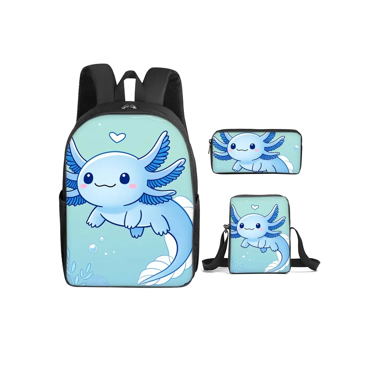 Mexican Axolotl Print 3Pcs/Set Backpack with Messenger Bags ,Pencil Bags for Boy/Girls Best Gift Cartoon Student School Bags
Mexican Axolotl Print 3Pcs/Set Backpack with Messenger Bags ,Pencil Bags for Boy/Girls Best Gift Cartoon Student School Bags