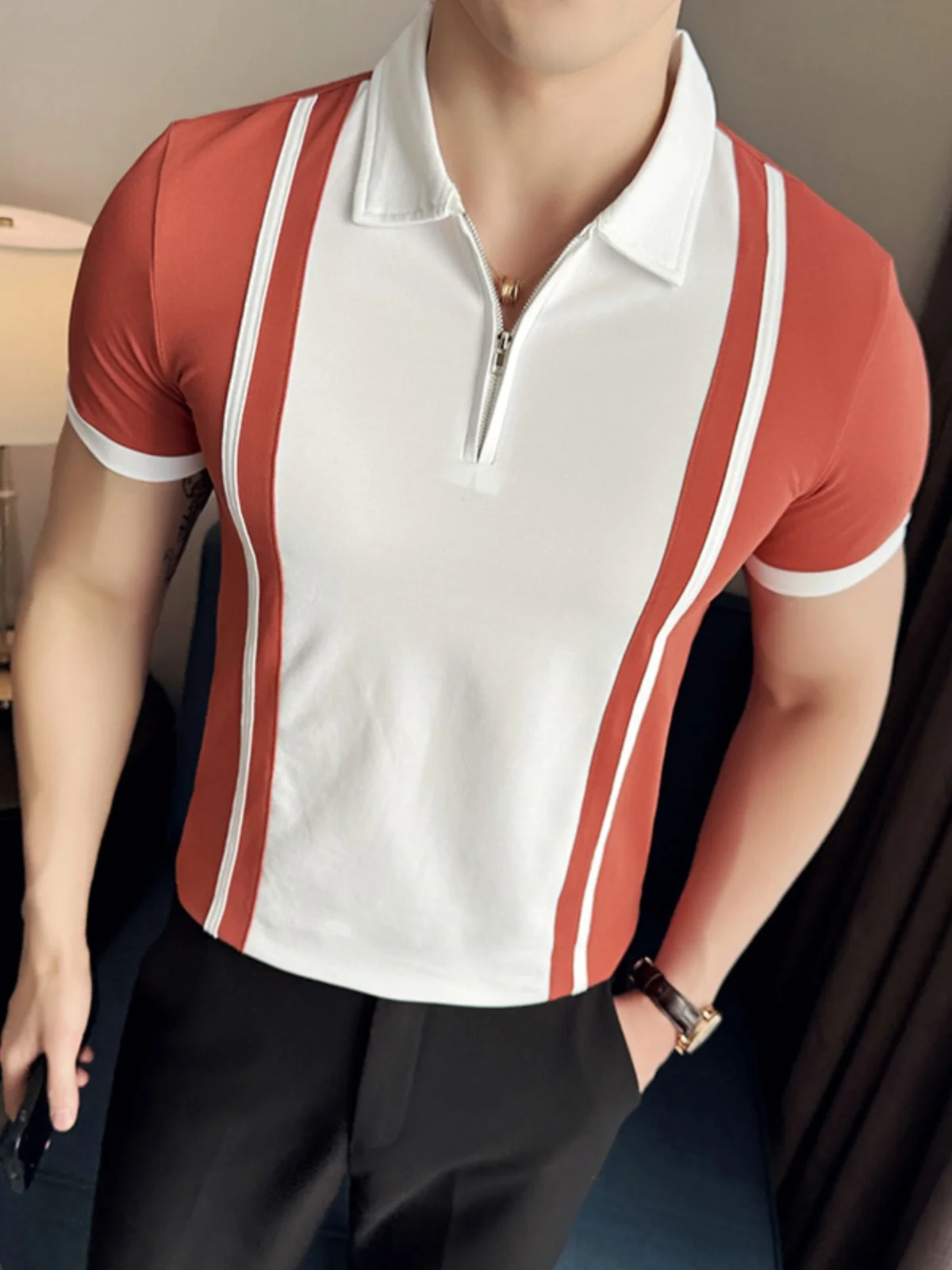 2024 Summer Clothing Men's Short Sleeve Knitted Solid Color Polo Shirt Fashion Striped V-Neck Leisure Fashion Knitwear A62
2024 Summer Clothing Men's Short Sleeve Knitted Solid Color Polo Shirt Fashion Striped V-Neck Leisure Fashion Knitwear A62